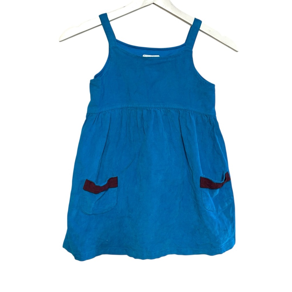 Hanna Andersson 110/5 corduroy overall dress jumper bow pocket detail cotton fit